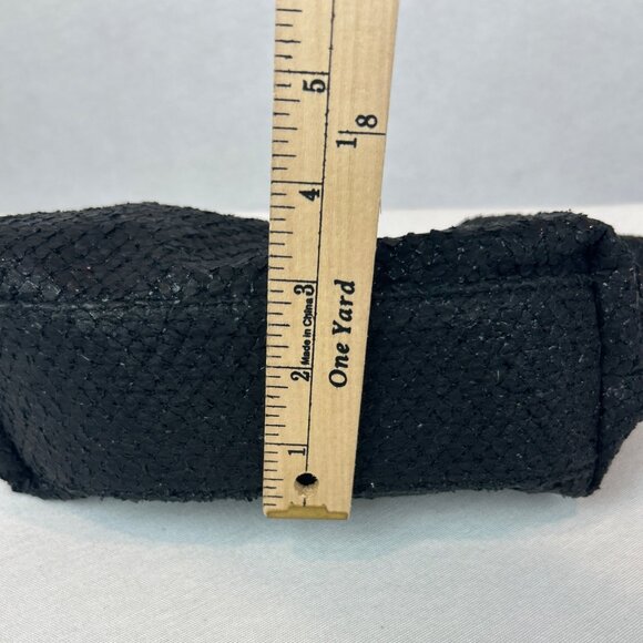 Anthropologie Jory Metallic Chain Clutch Ruffle Black Evening - Picture 10 of 11